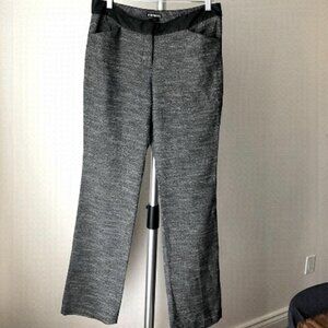 Express Editor Gray tweed faux leather trim pants Sz 6